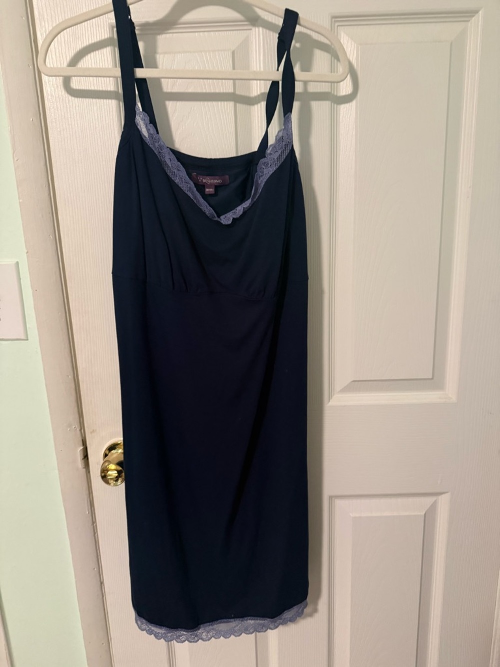 Bra Sized Blue  Nightgown with Contrasting Lace Trim, Size 38 HH- J, Bravissimo